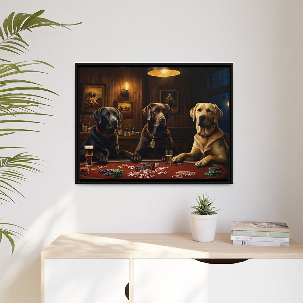 Thumbnail: Labrador Retriever Dog Portrait Art Painting Whiskey Bar Pub   - FRAMED Canvas