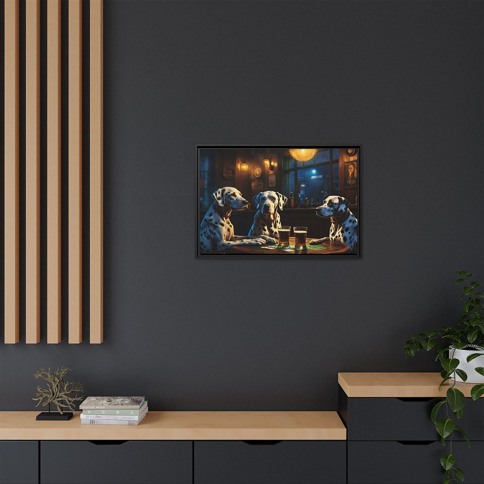 Thumbnail: Dalmatian Dog Whiskey Bar Pub Beer Poker Casino FRAMED Canvas