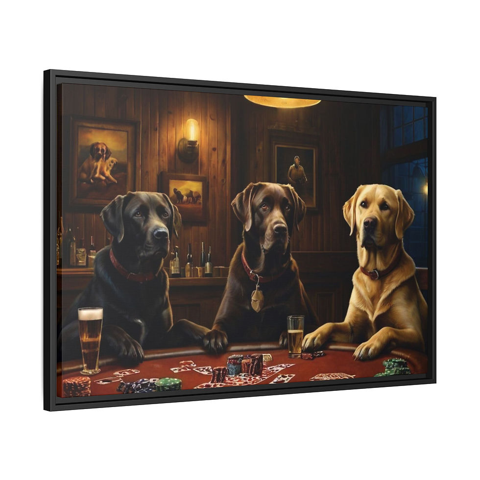 Thumbnail: Labrador Retriever Dog Portrait Art Painting Whiskey Bar Pub   - FRAMED Canvas