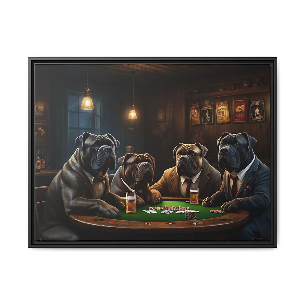 Thumbnail: Cane Corso Dogs PLAYING POKER Cards FRAMED Canvas
