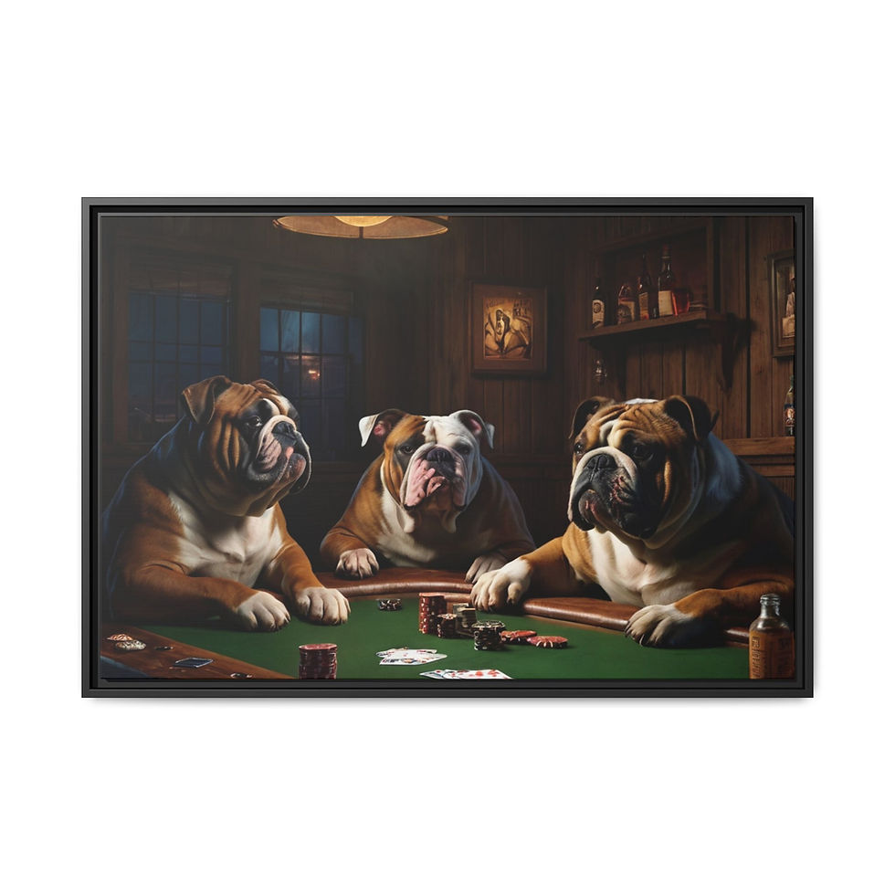 Thumbnail: Bulldog Lounge Bar Pub Beer Poker Casino FRAMED Canvas