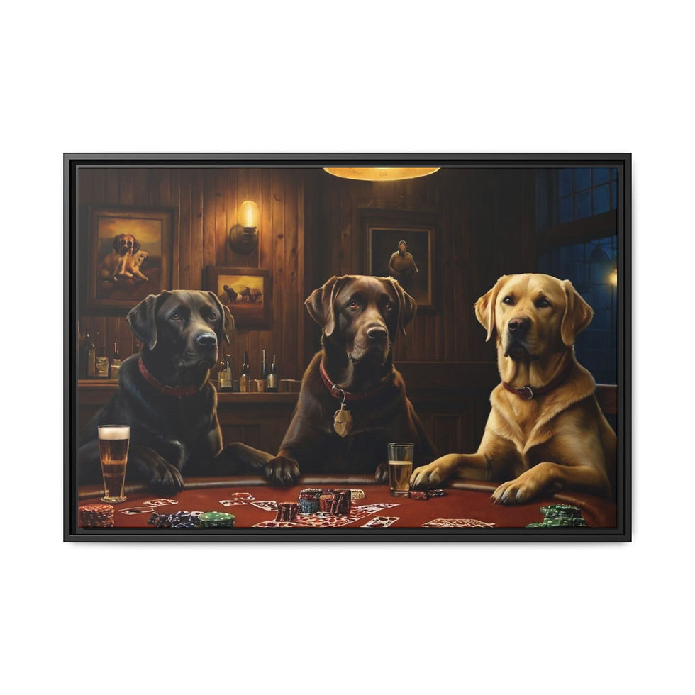 Thumbnail: Labrador Retriever Dog Portrait Art Painting Whiskey Bar Pub   - FRAMED Canvas