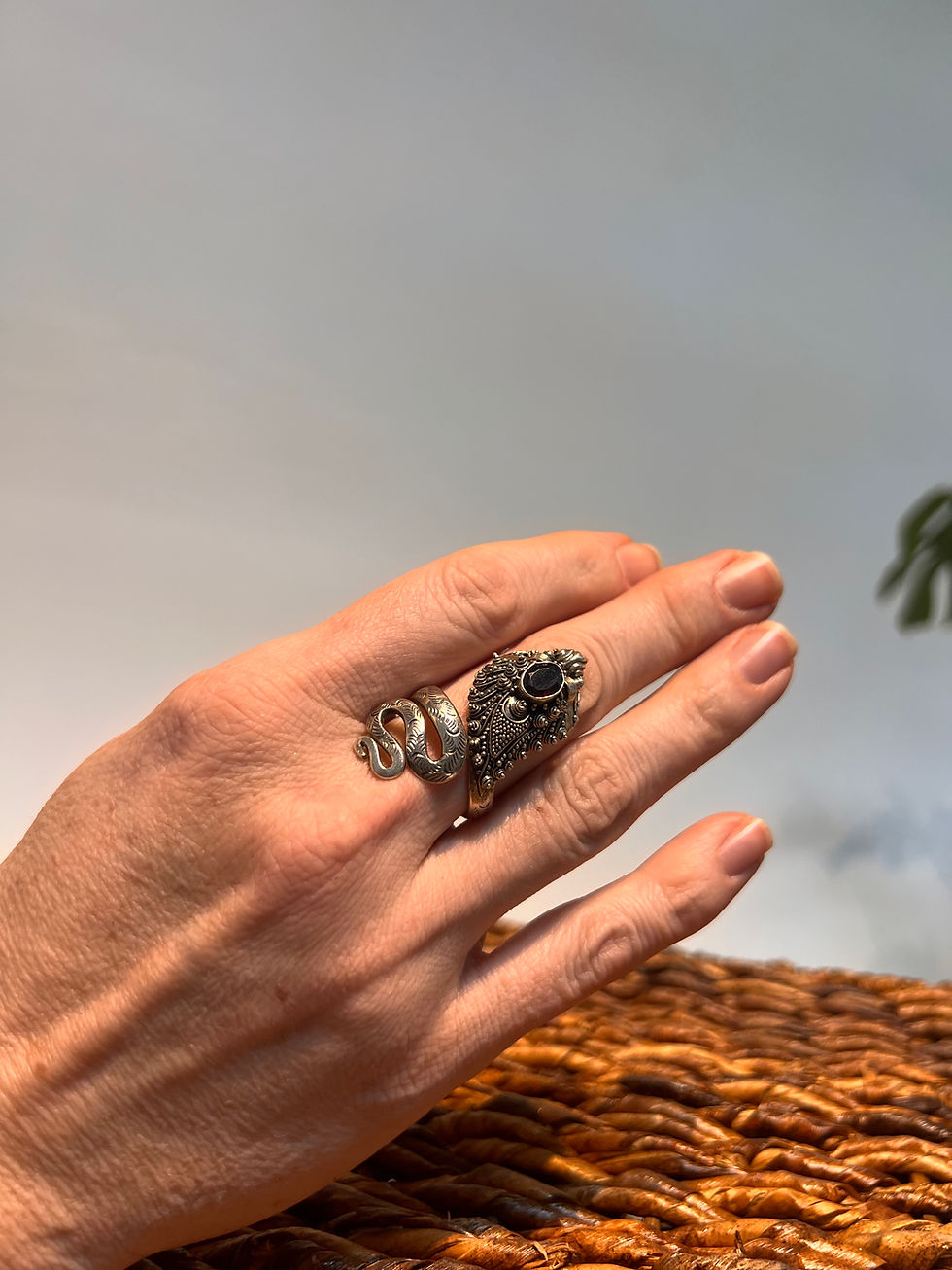Thumbnail: Garnet & Marcasite Dragon/ Snake Ring