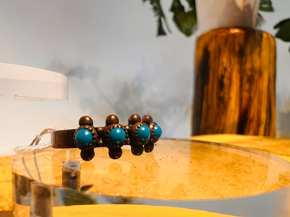 Thumbnail: Turquoise & Brass 1940s Channel Ring