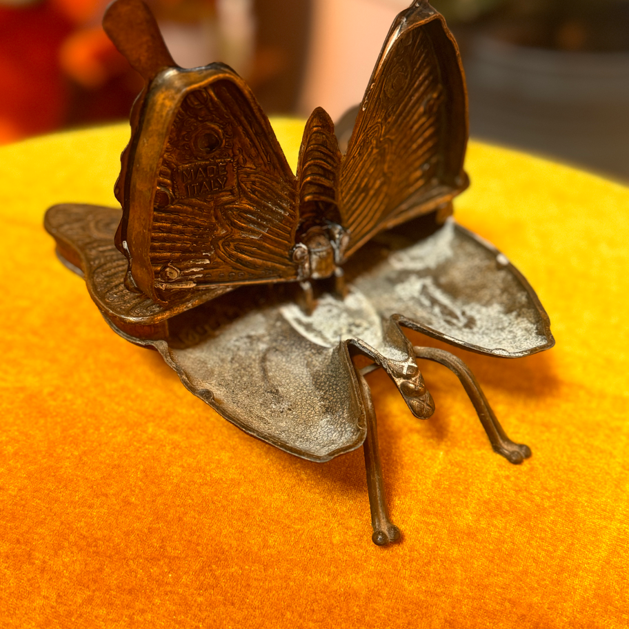 Iron butterfly with a compartment that folds up to reveal a hiding place