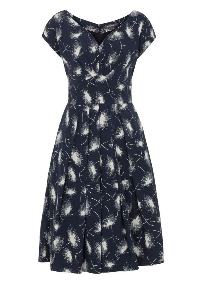 Dandelion print dress in deep navy