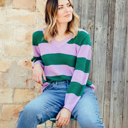 Lavender stripe cotton knit