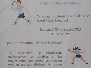 Tournoi loisirs : 18/11/2023