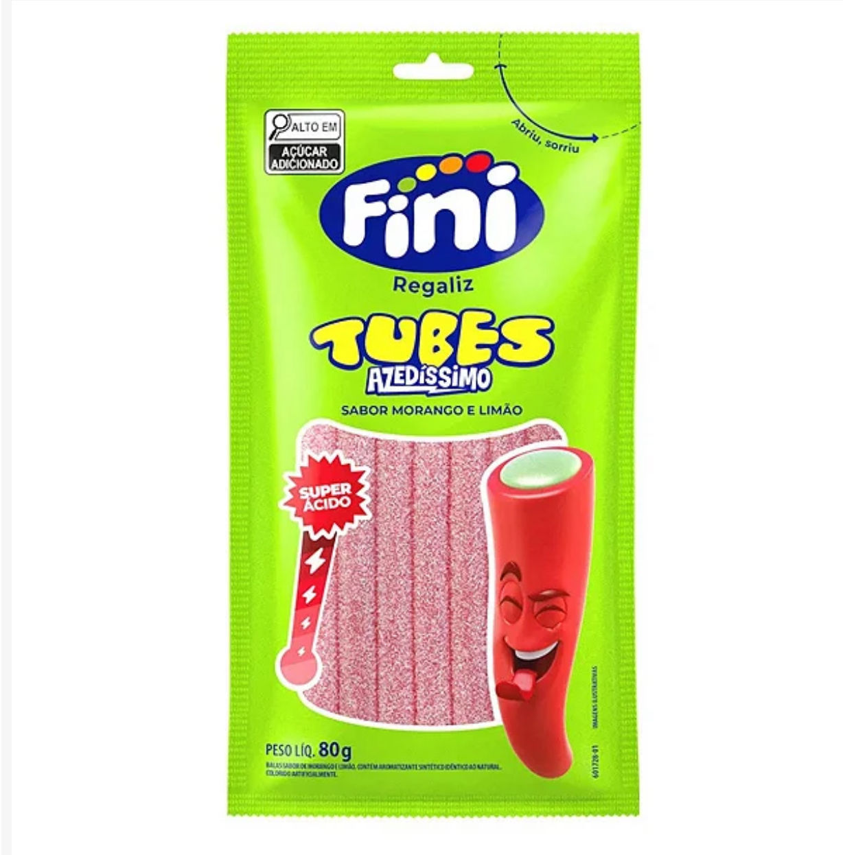 Fini Tubes Morango e Limão Ácido 80G