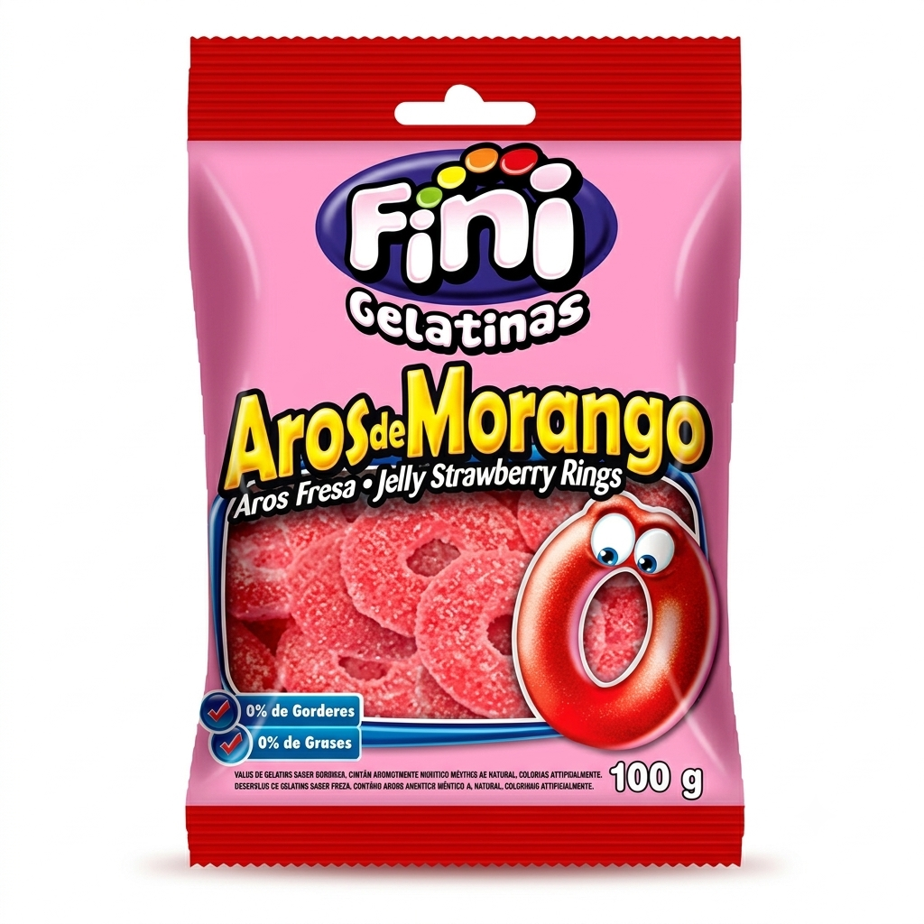 Fini Gelatinas Aros de Morango - 80g