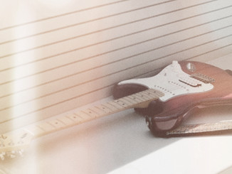 Electric guitar on a bench
