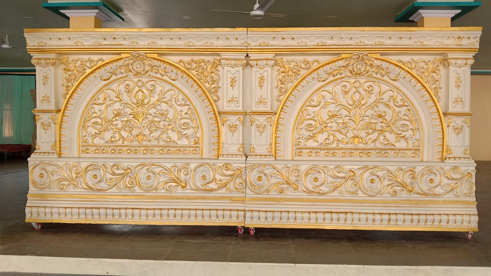 Ornate lifesize FRP sculpture with gold carvings