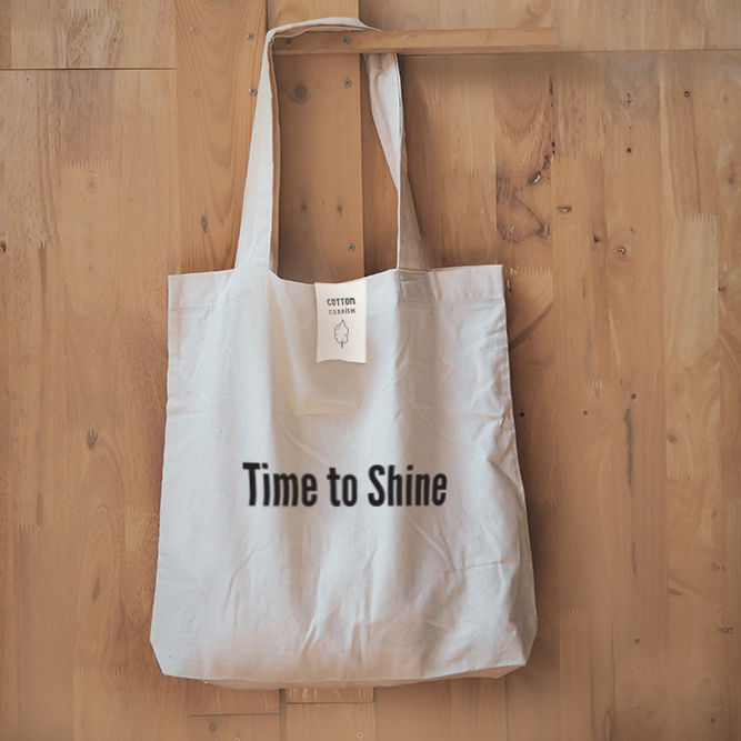 תיק כותנה אקולוגי עם הדפס Time to Shine