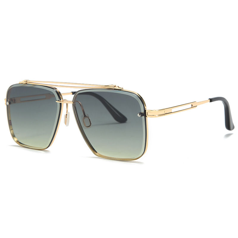 Thumbnail: Double beam cut edge metallic sunglasses