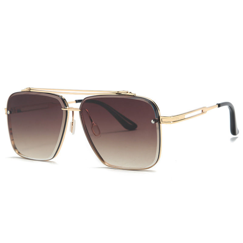 Thumbnail: Double beam cut edge metallic sunglasses