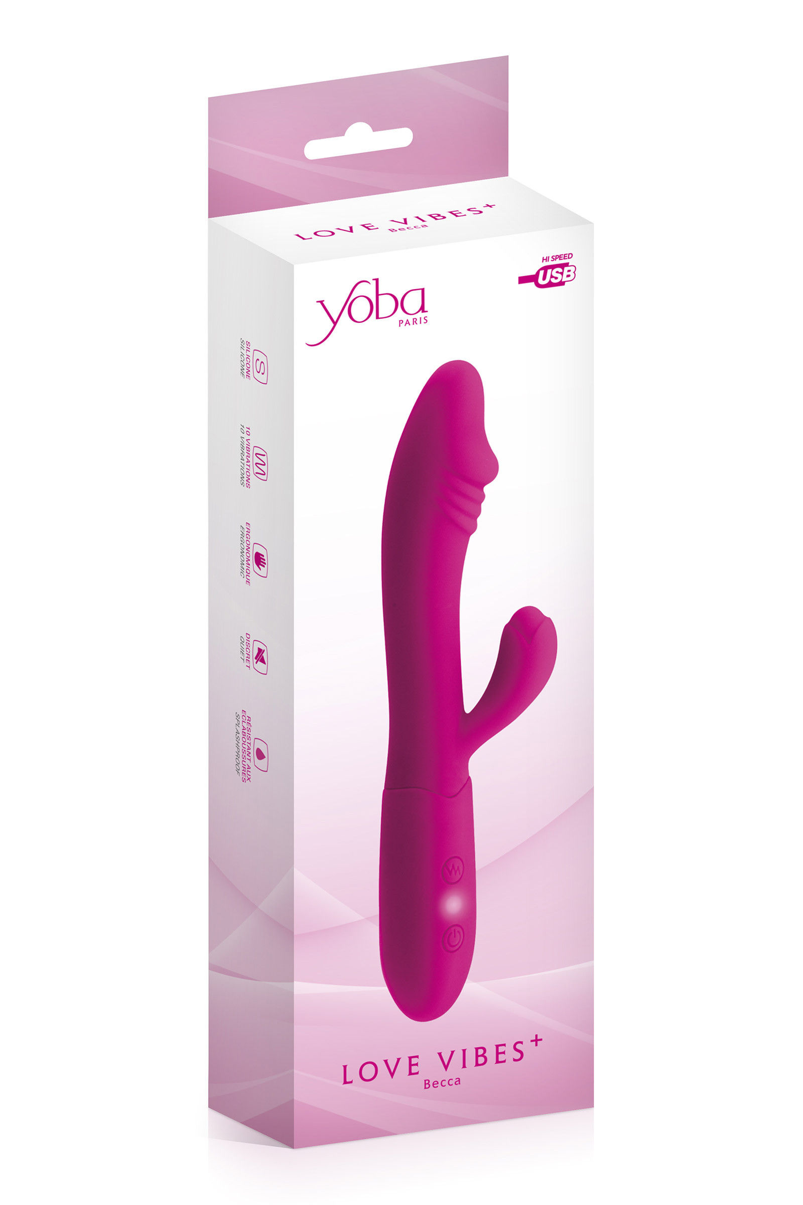 vibro rabbit silicone USB 18,3 cm x 3,3 cm yoba becca