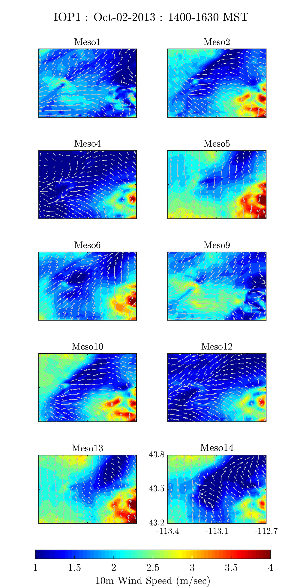 10-m Wind Speed contours