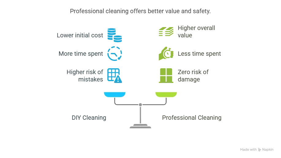 This is an infographic with a black background that visually argues why hiring a professional service is a sound financial decision.
Title: At the top, a title in white text reads, "Why Hiring a Pro Makes Financial Sense for Your Practice."
Central Metaphor: The main feature of the image is a simple gray balancing scale in the center. The scale is perfectly balanced, with a blue pan on the left and a light green pan on the right, illustrating a comparison between investment and return.
Left Side (The Investment):
This side is themed in blue and is labeled at the bottom as "Your Investment."
Three factors are shown flowing into the blue pan of the scale, each with an icon and text:
"Fixed Cost of Professional Services" with an icon of stacked documents.
"Time You Save Not Doing it Yourself" with an icon of a person in a cogwheel.
"Opportunity Cost of Lost Billable Hours" with an icon of a calendar or grid.
Right Side (The Value):
This side is themed in green and is labeled at the bottom as "Value You Get in Return."
Three corresponding factors are shown flowing into the green pan of the scale:
"Ability to Focus on Growing Your Firm" with an icon of a sprouting plant.
"Higher Quality Service for Your Clients" with an icon of a building and an upward arrow.
"Peace of Mind From Expert Support" with an icon of documents and a checkmark.
In the bottom-right corner, there is a small gray logo with white text.
Overall, the infographic uses the balanced scale to visually communicate that the costs associated with hiring a professional are equally matched by the value and benefits received, making it a worthwhile investment.