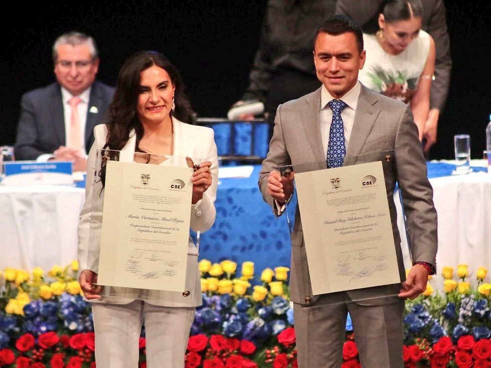 Daniel Noboa y Verónica Abad reciben credenciales como presidente y vicepresidenta de Ecuador X @cnegobec