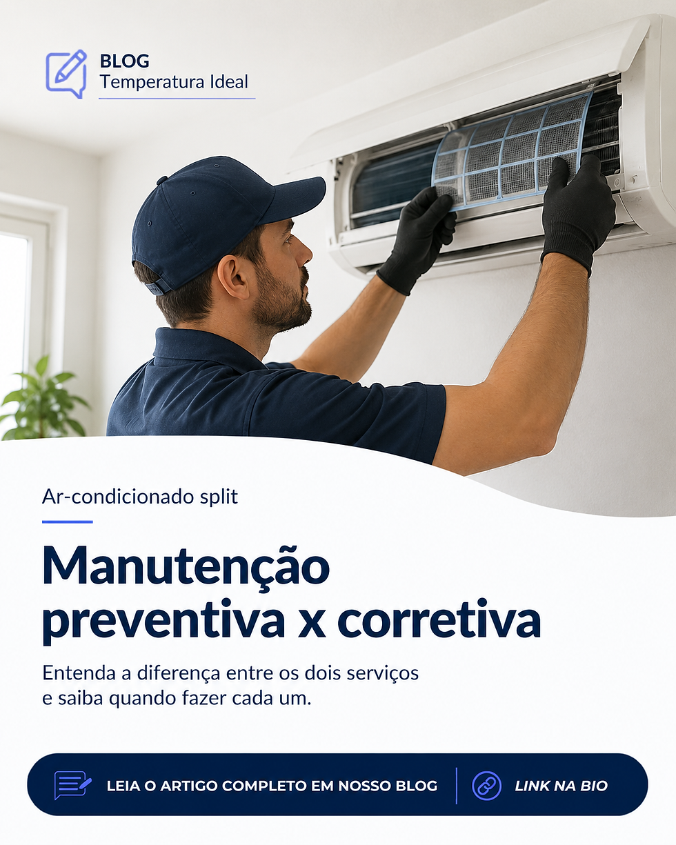 Técnico realizando manutenção preventiva e corretiva no ar-condicionado split