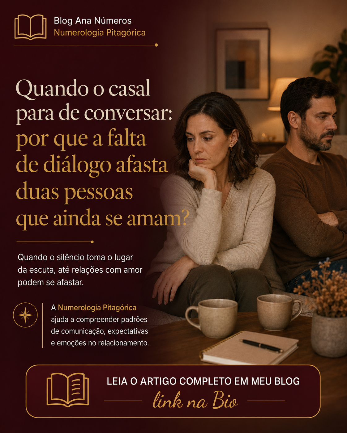 Casal emocionalmente distante representando a falta de diálogo no casal e a necessidade de reconexão no relacionamento
