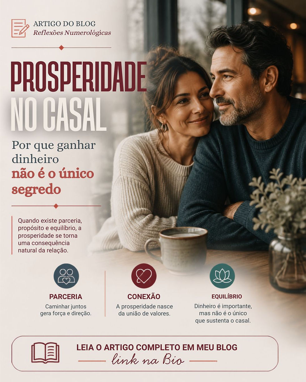 Casal planejando suas finanças enquanto a Numerologia Pitagórica representa a prosperidade no casal e a harmonia financeira da relação.