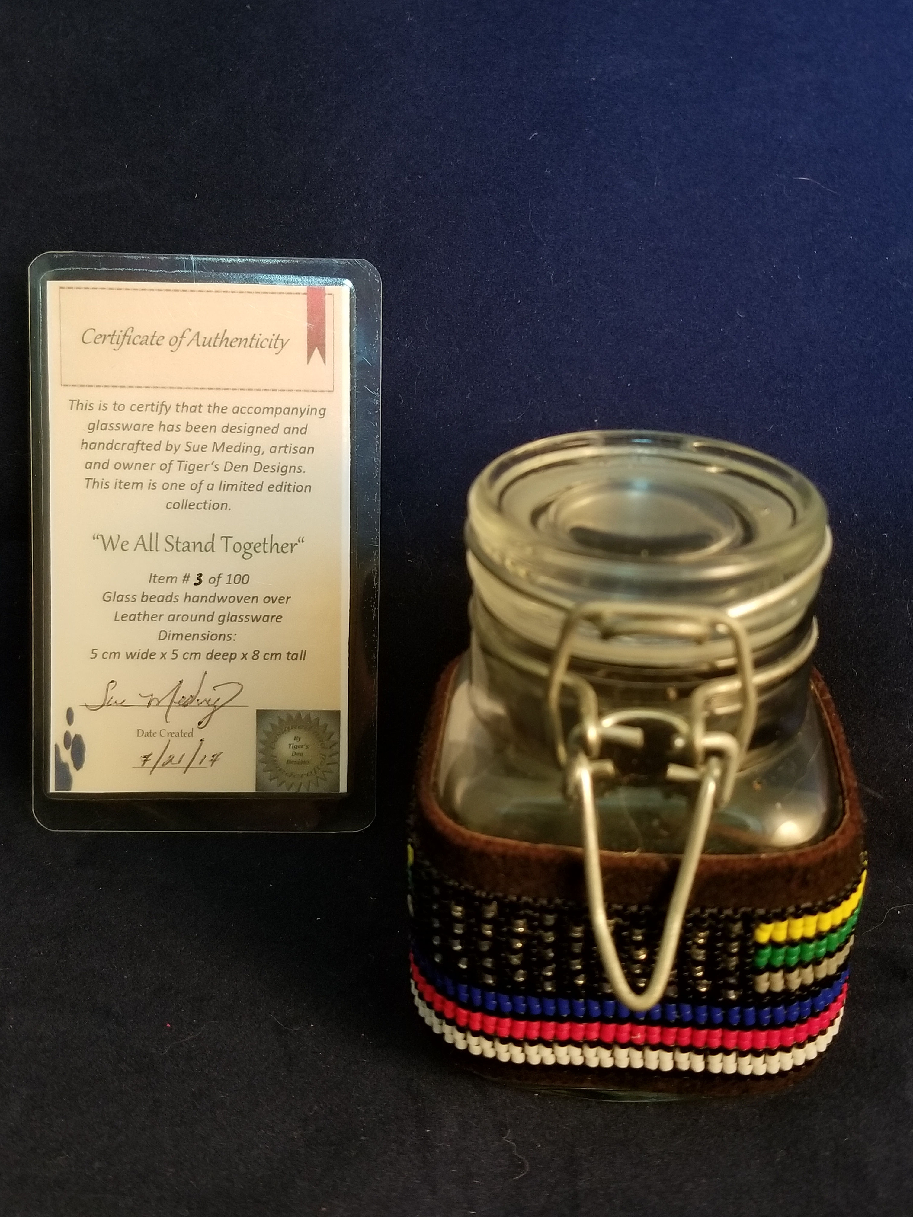 "We All Stand Together" beaded jar