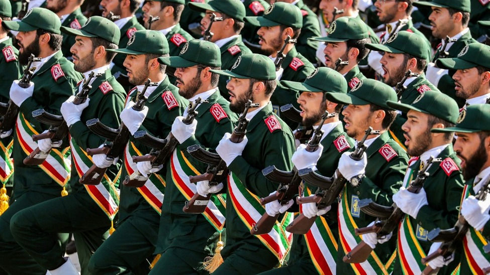 Members of Iran's Revolutionary Guard Corps (IRGC), whose backing is central to Mojtaba Khamenei's authority. Source: BBC