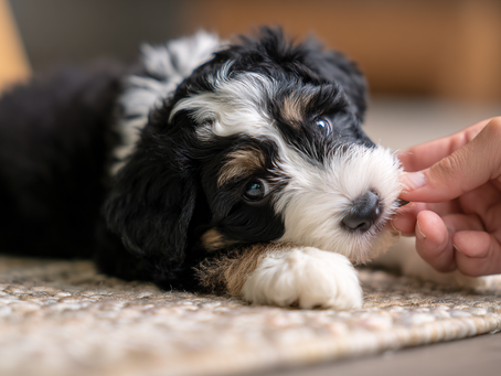 owner hand feeding their puppy