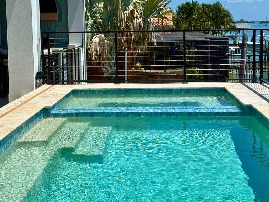 Zoomed in photo of a flush spa with blue tile in pinellas county