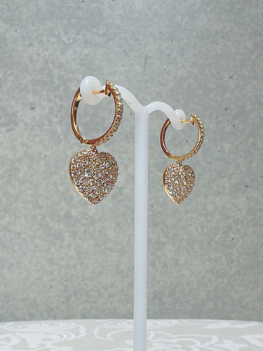 K18WG ダイヤモンド ハートデザイン ピアス 18金 片方のみ Y03506