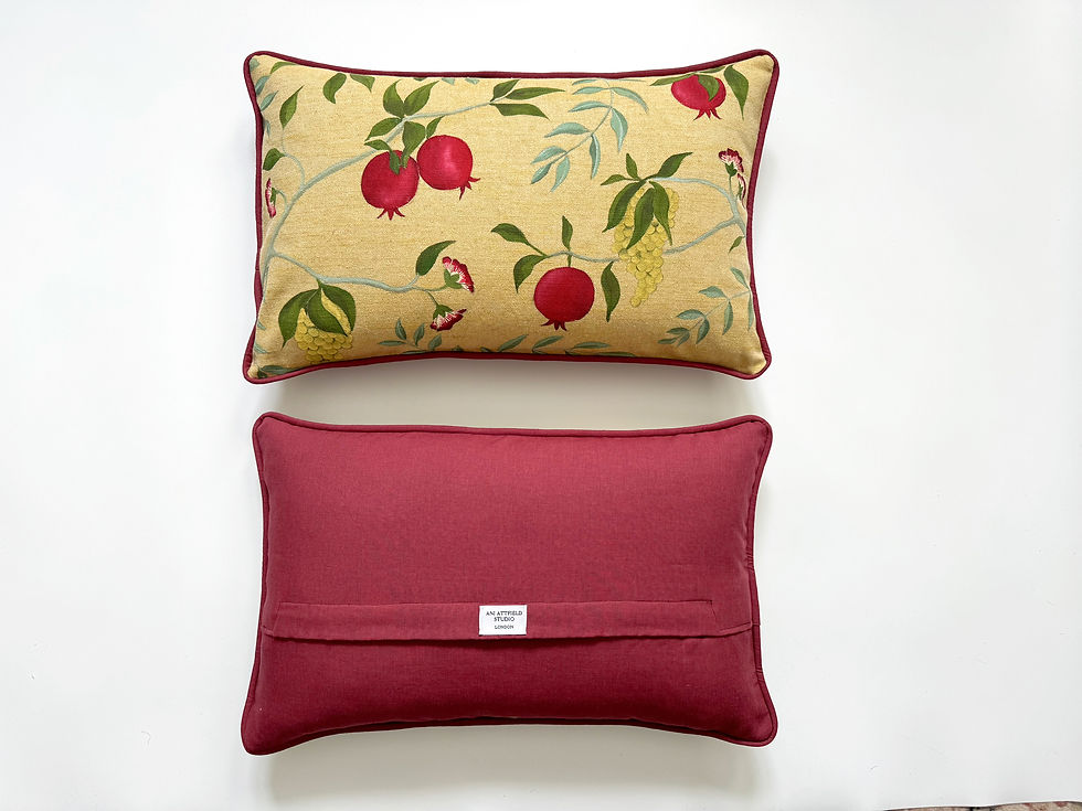 Thumbnail: hand-painted cushion with pomegranate, grape and floral design