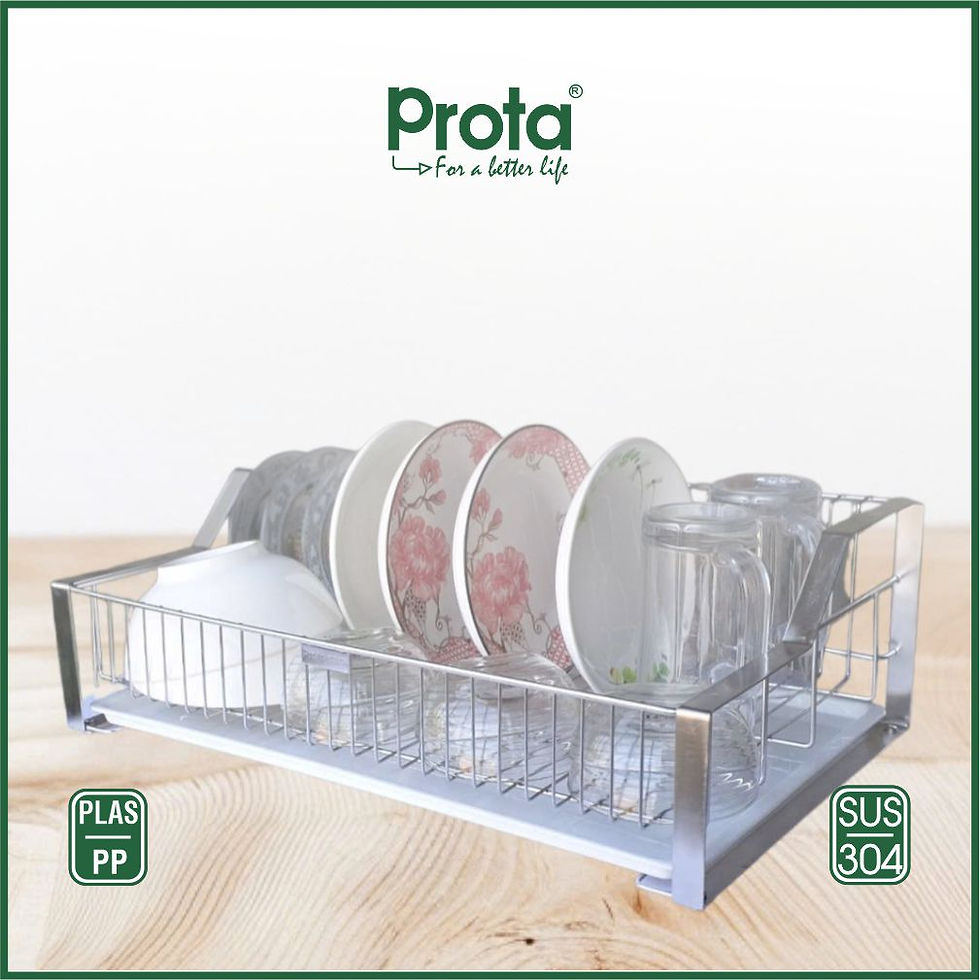 Hình thu nhỏ: Rổ úp bát đĩa inox 304 loại đạị Prota loại mới (Tặng kèm mâm hứng nước)