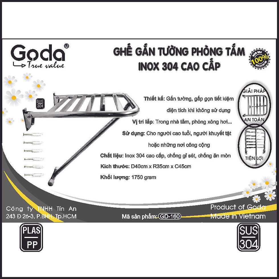 Hình thu nhỏ: Ghế gắn tường gắp gọn inox 304 Goda