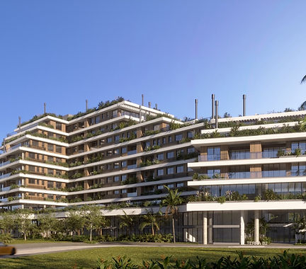 Fachada do Terra Jurerê na Agronômica, Florianópolis, empreendimento premium com tese de patrimônio e valorização.