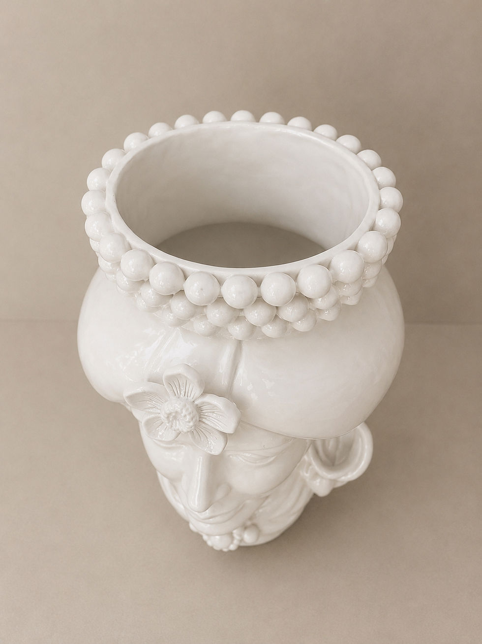 Miniatura: Coppia di Teste di Moro Bianche con corona pigna Ceramica – 42 cm