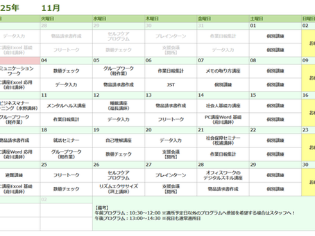 2025年11月プログラムカレンダー