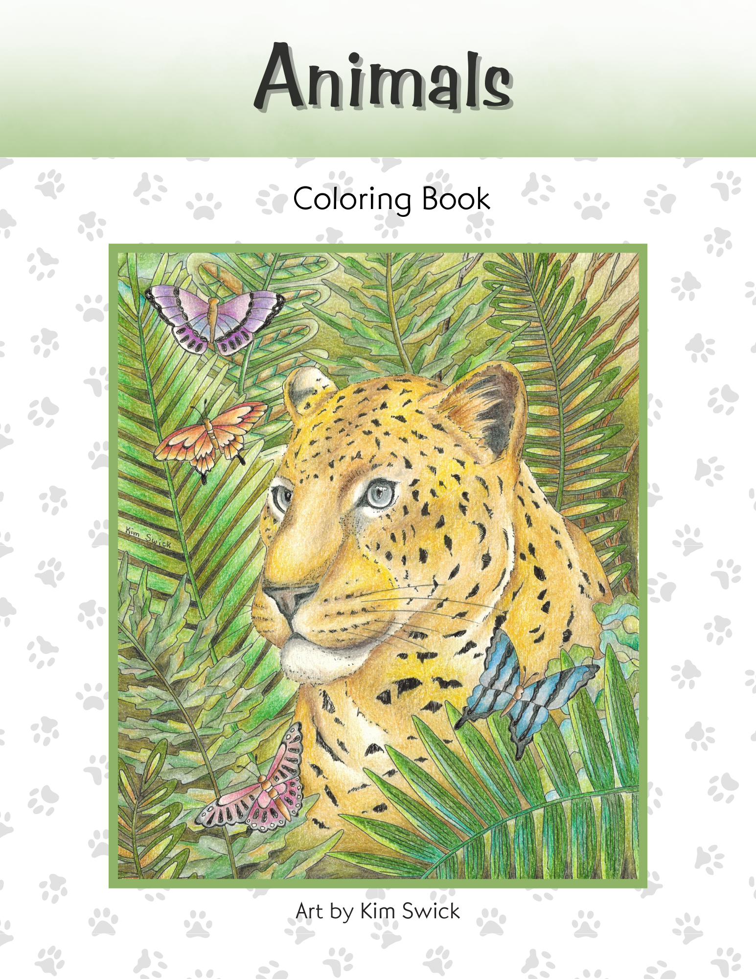 animals adult coloring book cover page