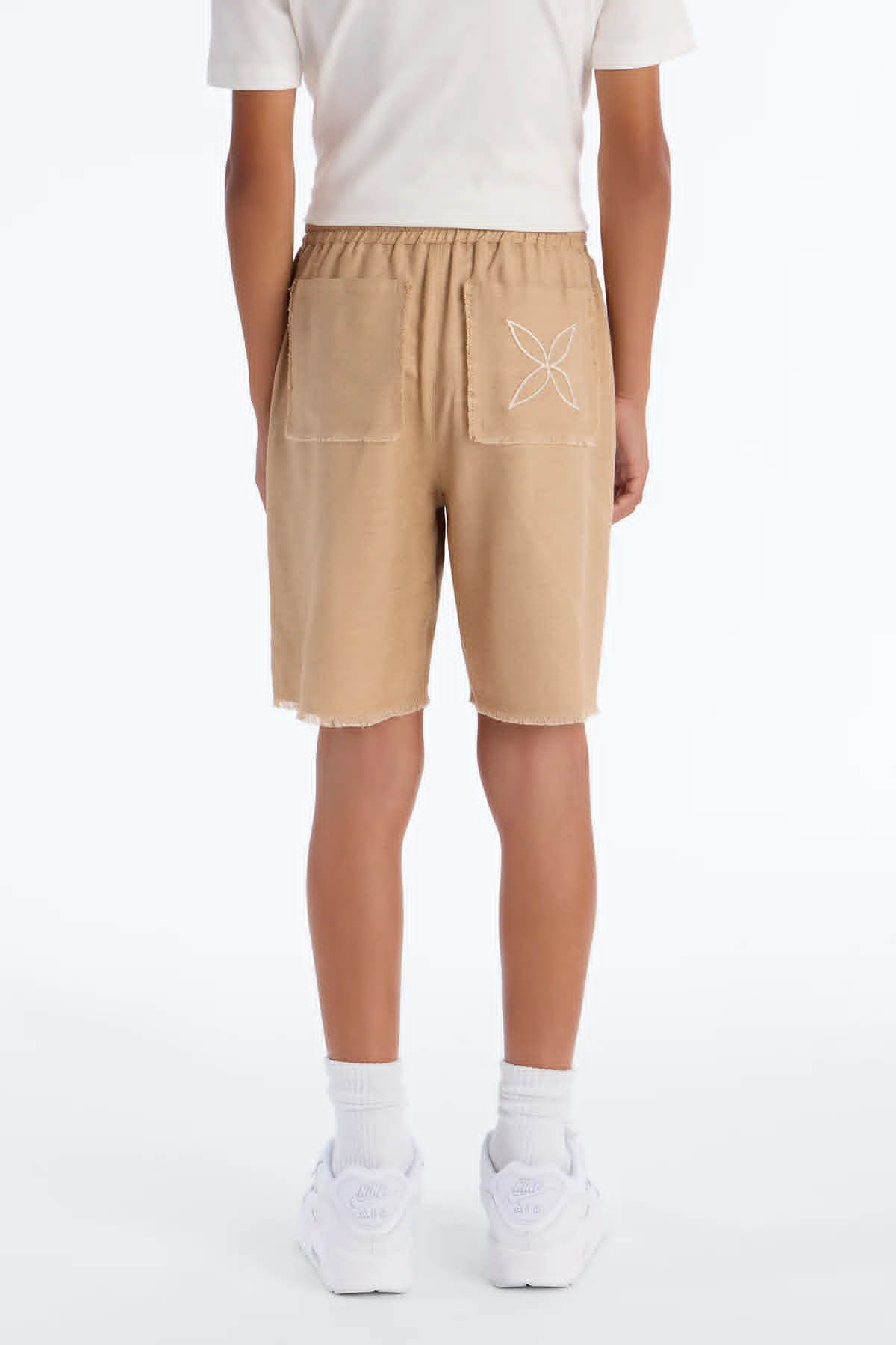 Boys Relaxed Tropic Fearless Frayed Short- Tan