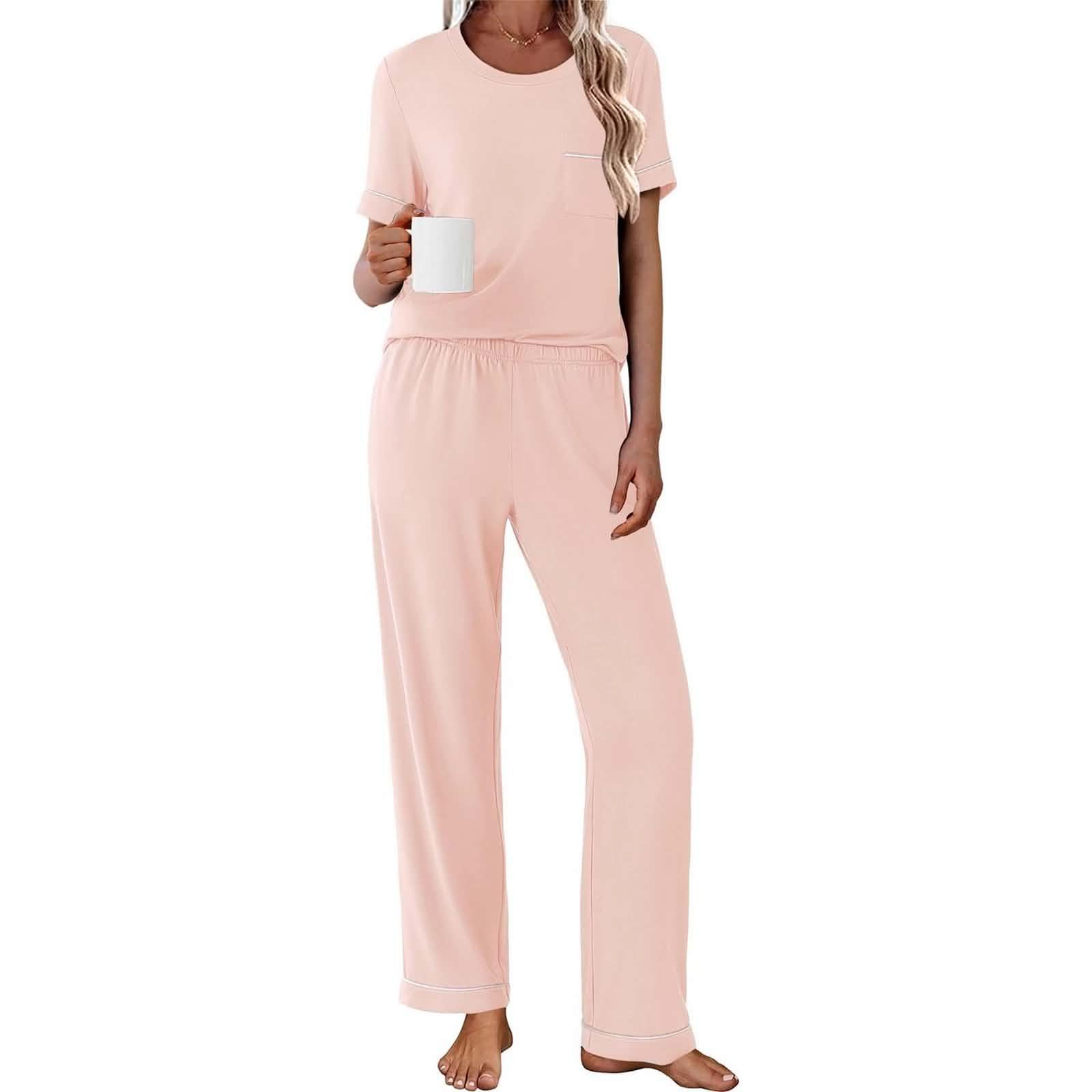 Womens Ekouaer 2-Piece Loungewear Set - Light Pink
