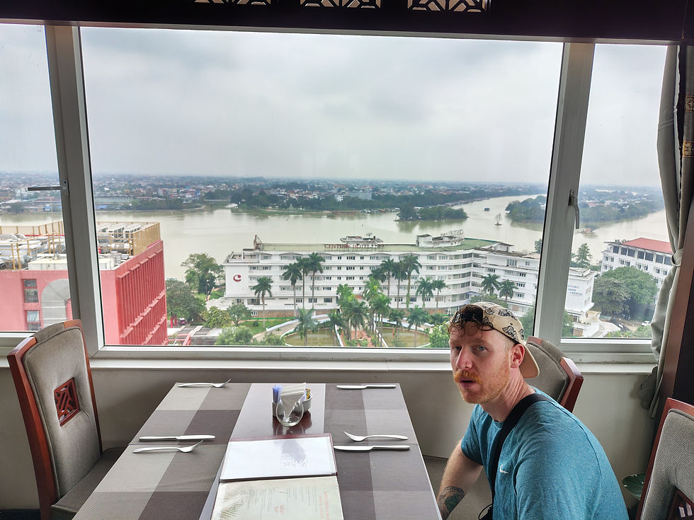 The only people in the hotel restaurant at 11 AM. They even took our picture. 
