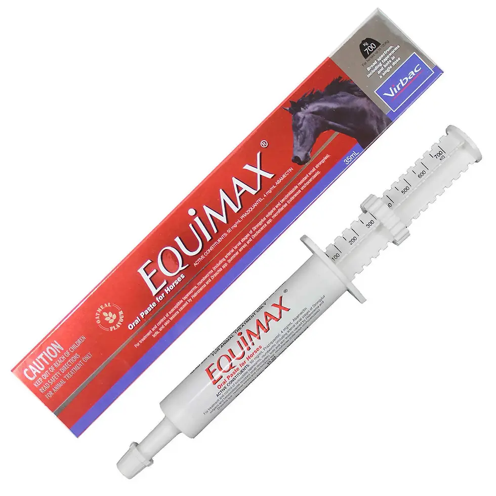 Equimax oral paste syringe and box