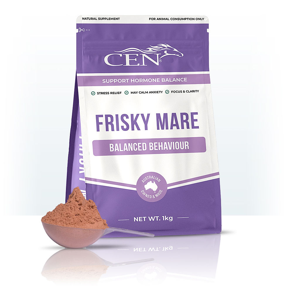CEN Frisky Mare Balanced Behaviour supplement bag and powder