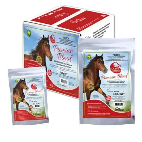 Premium Blend horse supplement box and pouches