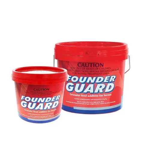 Two red Founder Guard buckets