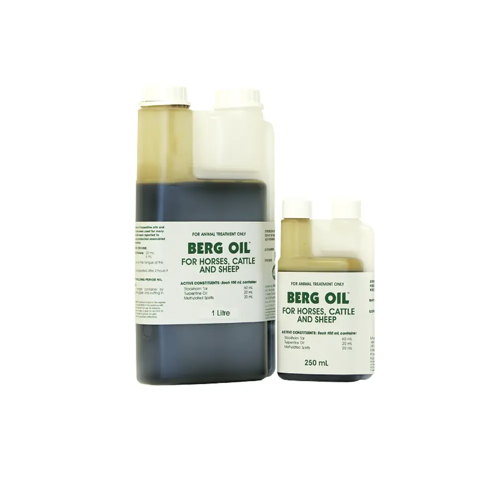 Berg Oil for horses, cattle, sheep in 1L and 500ml sizes