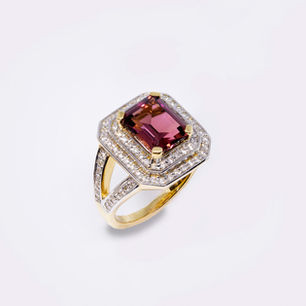 Pink tourmaline and diamond ring
