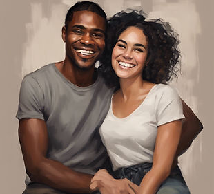 an interracial couple (latino and black) smiling together.jpg