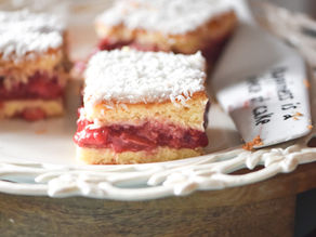 Rhubarb and Raspberry Slice 