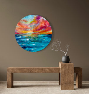 Thumbnail: Scarlet Sky Mixed Media and Epoxy Painting